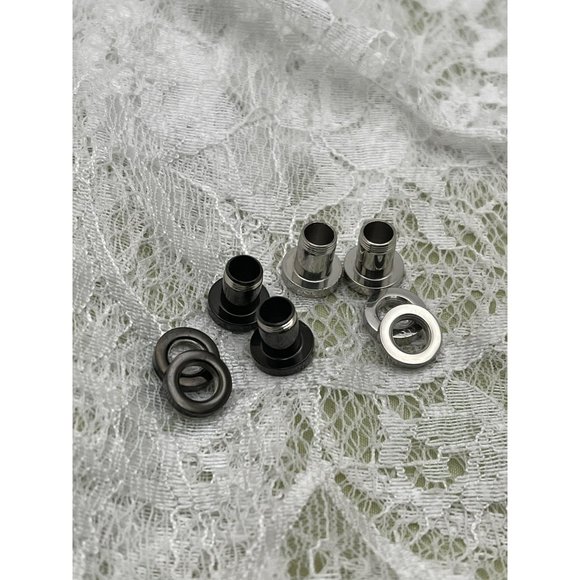 Rhinestone Silver and Black Screw Top Tunnels - Set of 2 - Picture 5 of 8